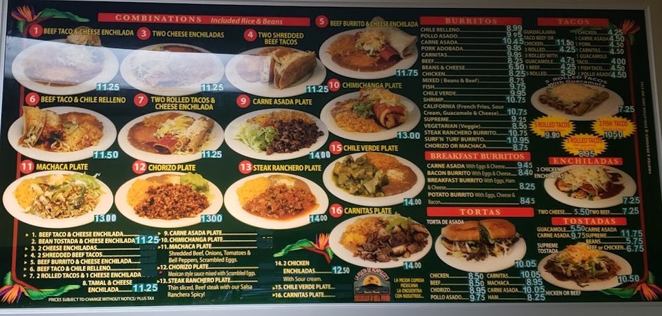 Simple menu layout with small plate choices